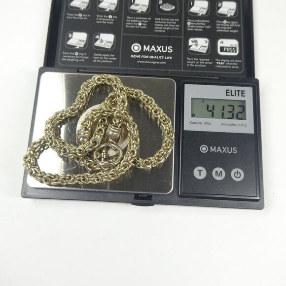 Byzantine Chain Necklace 16 Inches w/Toggle Clasp Vintage - Picture 7 of 7